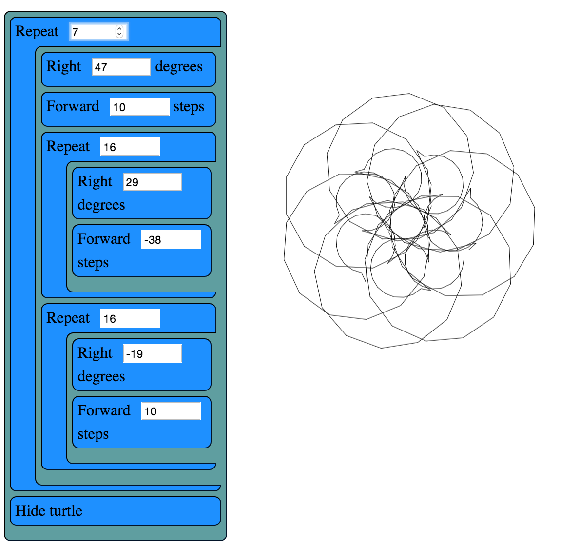 Figure 1.3 - Example of Turtle code running